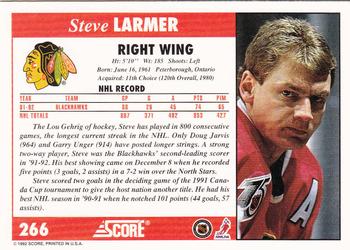 1992-93 Score #266 Steve Larmer Back