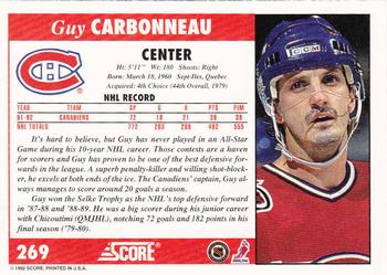 1992-93 Score #269 Guy Carbonneau Back