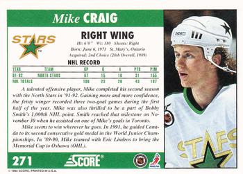 1992-93 Score #271 Mike Craig Back