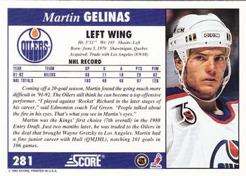 1992-93 Score #281 Martin Gelinas Back