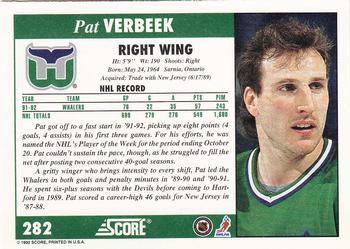 1992-93 Score #282 Pat Verbeek Back