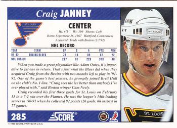 1992-93 Score #285 Craig Janney Back