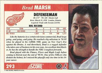 1992-93 Score #293 Brad Marsh Back