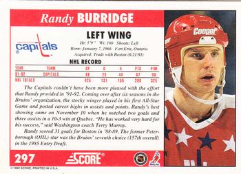 1992-93 Score #297 Randy Burridge Back