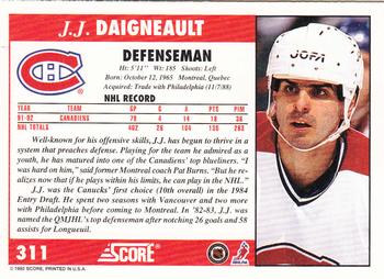 1992-93 Score #311 J.J. Daigneault Back