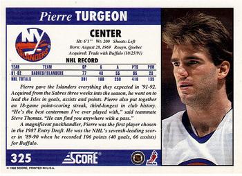 1992-93 Score #325 Pierre Turgeon Back