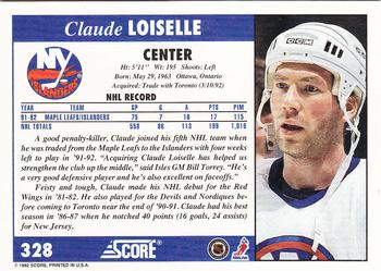 1992-93 Score #328 Claude Loiselle Back