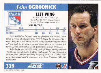 1992-93 Score #329 John Ogrodnick Back