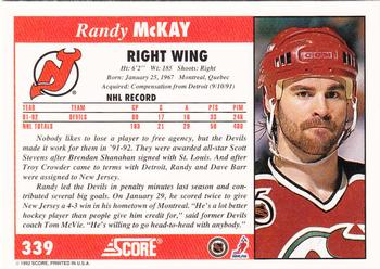 1992-93 Score #339 Randy McKay Back