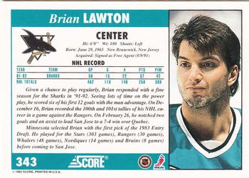 1992-93 Score #343 Brian Lawton Back