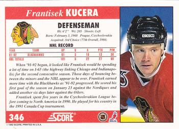 1992-93 Score #346 Frantisek Kucera Back