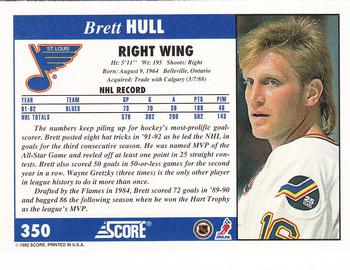 1992-93 Score #350 Brett Hull Back