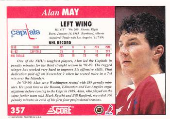 1992-93 Score #357 Alan May Back