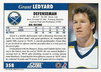 1992-93 Score #358 Grant Ledyard Back