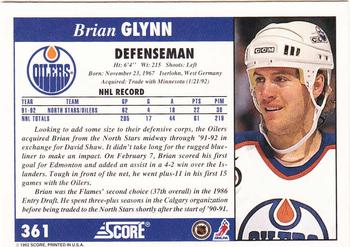 1992-93 Score #361 Brian Glynn Back