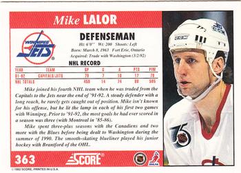 1992-93 Score #363 Mike Lalor Back