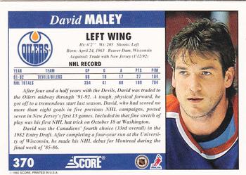 1992-93 Score #370 David Maley Back