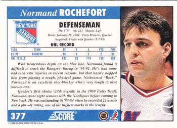 1992-93 Score #377 Normand Rochefort Back