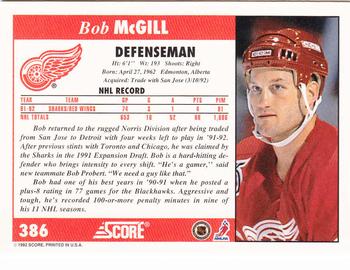 1992-93 Score #386 Bob McGill Back