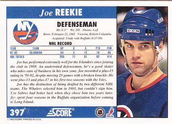1992-93 Score #397 Joe Reekie Back