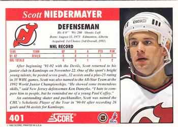 1992-93 Score #401 Scott Niedermayer Back