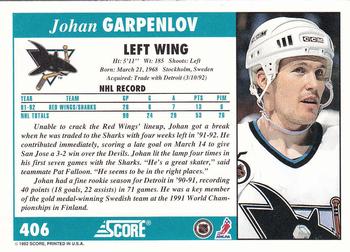 Autograph Warehouse 74997 Johan Garpenlov Autographed Hockey Card