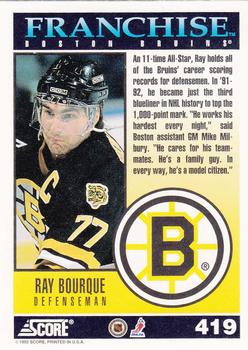 1992-93 Score #419 Ray Bourque Back