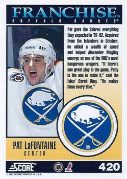 1992-93 Score #420 Pat LaFontaine Back