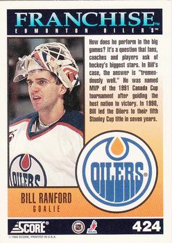 1992-93 Score #424 Bill Ranford Back