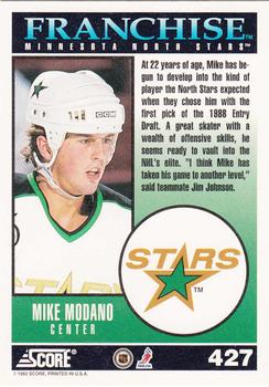 1992-93 Score #427 Mike Modano Back