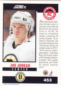 1992-93 Score #453 Joe Juneau Back