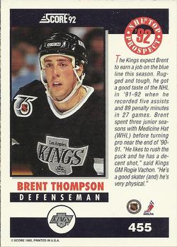 1992-93 Score #455 Brent Thompson Back