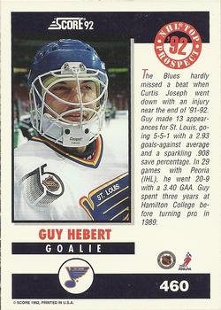 1992-93 Score #460 Guy Hebert Back