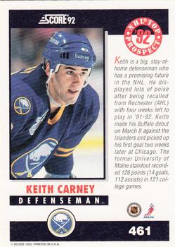 1992-93 Score #461 Keith Carney Back