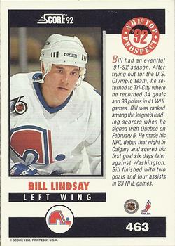 1992-93 Score #463 Bill Lindsay Back