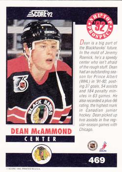 1992-93 Score #469 Dean McAmmond Back