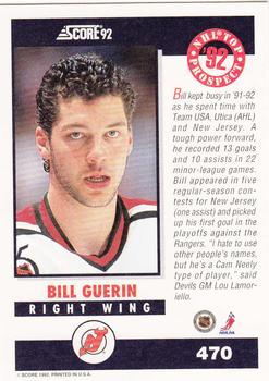 1992-93 Score #470 Bill Guerin Back