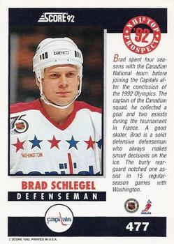 1992-93 Score #477 Brad Schlegel Back