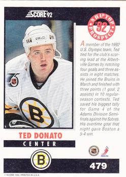 1992-93 Score #479 Ted Donato Back