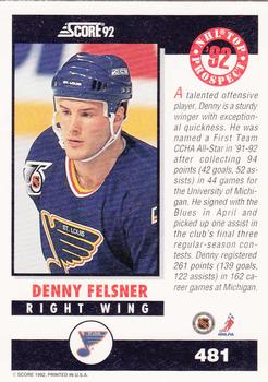 1992-93 Score #481 Denny Felsner Back