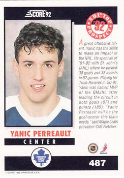 1992-93 Score #487 Yanic Perreault Back