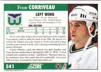 1992-93 Score #541 Yvon Corriveau Back