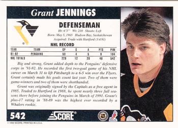 1992-93 Score #542 Grant Jennings Back