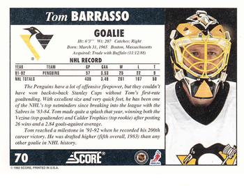 1992-93 Score #70 Tom Barrasso Back