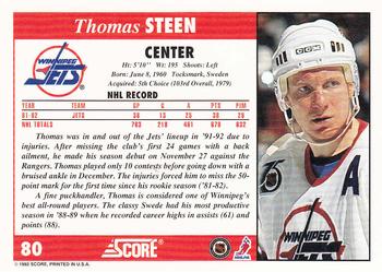 1992-93 Score #80 Thomas Steen Back