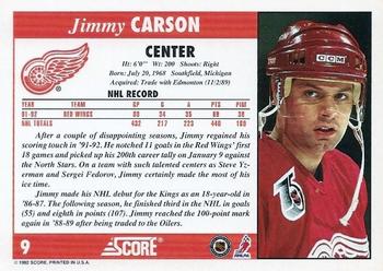 1992-93 Score #9 Jimmy Carson Back