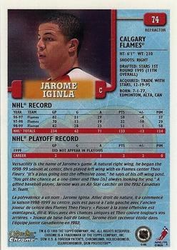 1999-00 O-Pee-Chee Chrome - Refractors #74 Jarome Iginla Back