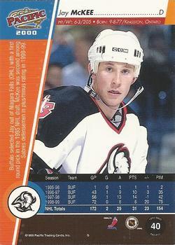 1999-00 Pacific - Copper #40 Jay McKee Back
