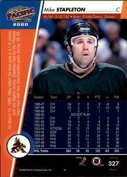 1999-00 Pacific - Emerald Green #327 Mike Stapleton Back