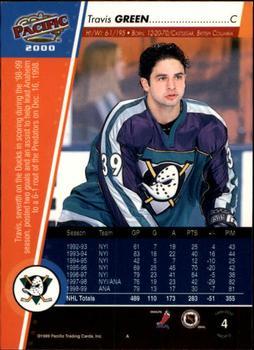 1999-00 Pacific - Gold #4 Travis Green Back